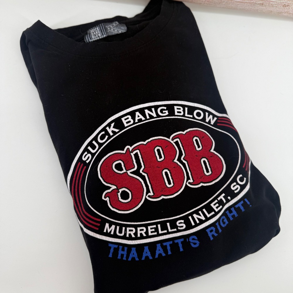 Suck Bang Blow Murrells Inlet SC Graphic T-Shirt Black Mens Large SBB Biker Tee